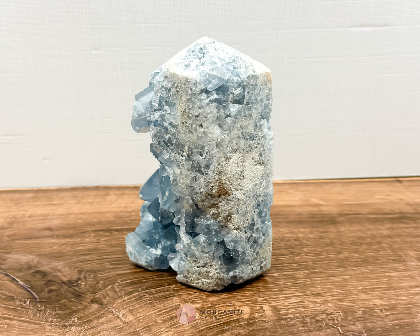 Blue Celestite Tower Obelisk One Natural Side-Morganite Gems