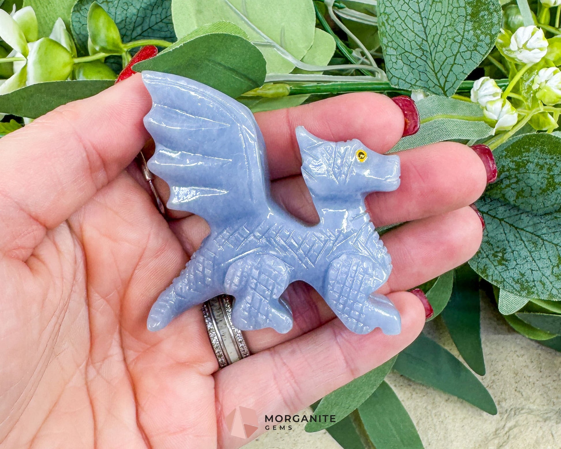 Blue Onyx Dragon Carving – 2″ Hand‑Carved in Peru | Mythical Gemstone Sculpture - Metaphysical Crystals