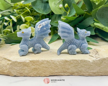 Blue Onyx Dragon Carving – 2″ Hand‑Carved in Peru | Mythical Gemstone Sculpture - Metaphysical Crystals