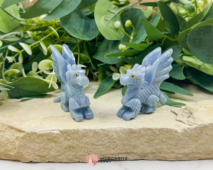 Blue Onyx Dragon Carving – 2″ Hand‑Carved in Peru | Mythical Gemstone Sculpture - Metaphysical Crystals