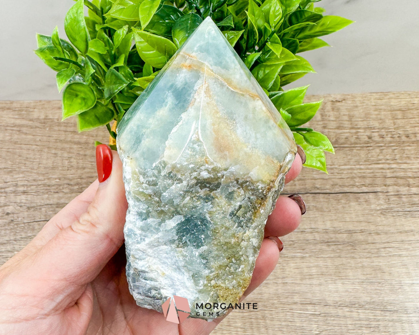 Blue Onyx Half Rough Cut Base Point – Natural Healing Crystal for Emotional Balance & Meditation-Morganite Gems