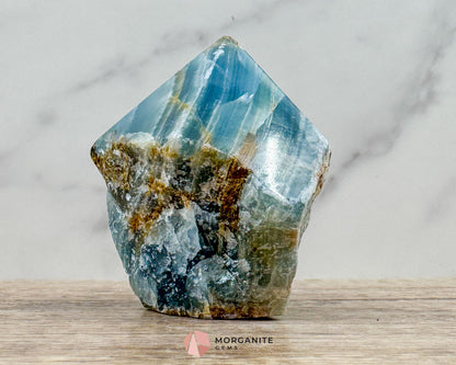 Blue Onyx Half Rough Cut Base Polished Point – Strength & Tranquility - Metaphysical Crystals