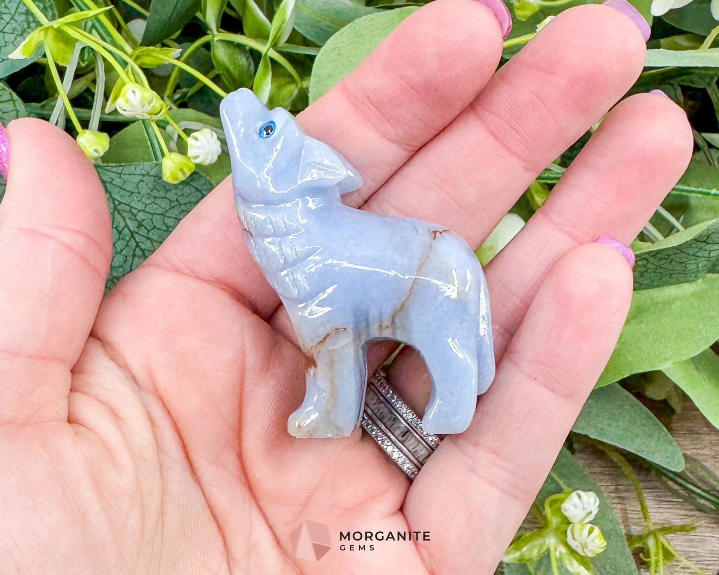 Blue Onyx Wolf (2”) – Hand-Carved Symbol of Strength Intuition & Freedom - Metaphysical Crystals