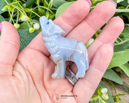 Blue Onyx Wolf (2”) – Hand-Carved Symbol of Strength Intuition & Freedom - Metaphysical Crystals