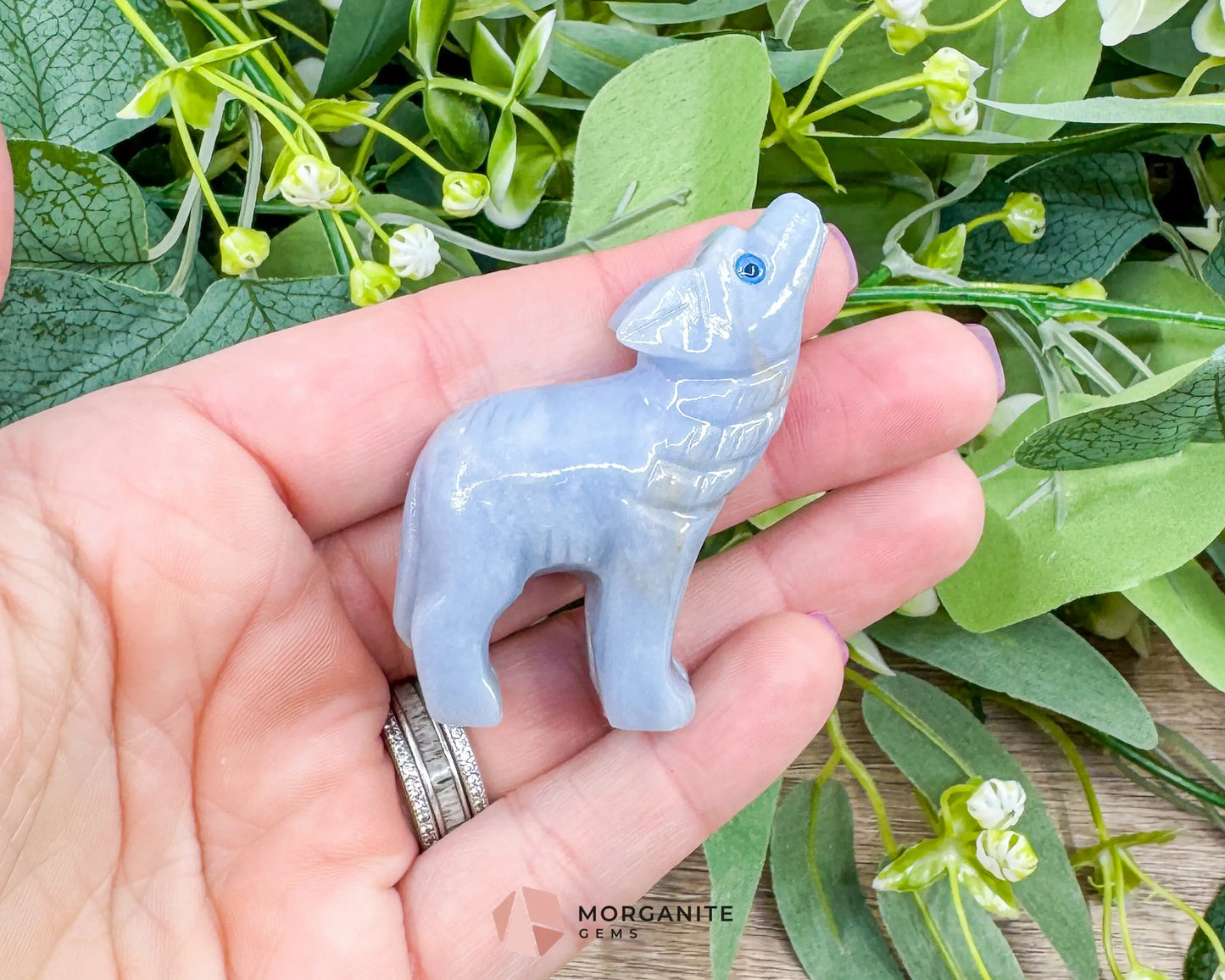 Blue Onyx Wolf (2”) – Hand-Carved Symbol of Strength Intuition & Freedom - Metaphysical Crystals