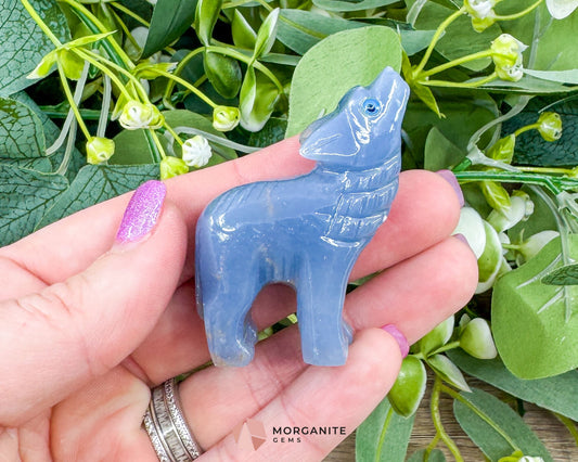 Blue Onyx Wolf (2”) – Hand-Carved Symbol of Strength Intuition & Freedom - Metaphysical Crystals