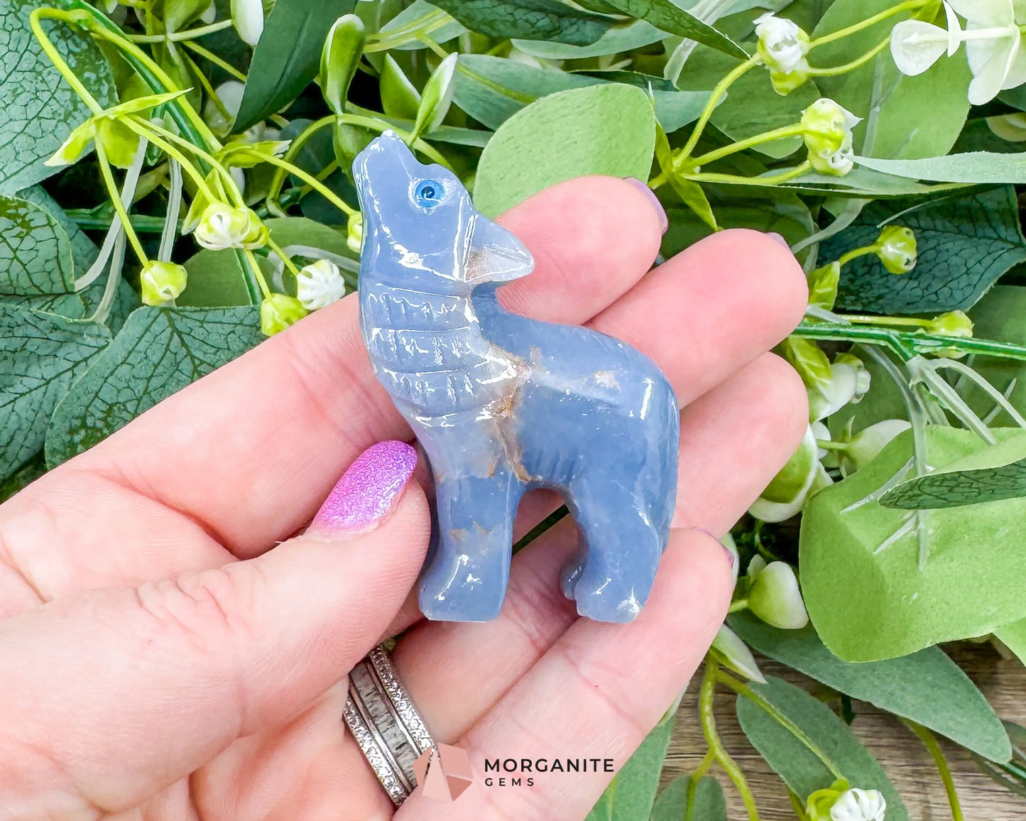 Blue Onyx Wolf (2”) – Hand-Carved Symbol of Strength Intuition & Freedom - Metaphysical Crystals