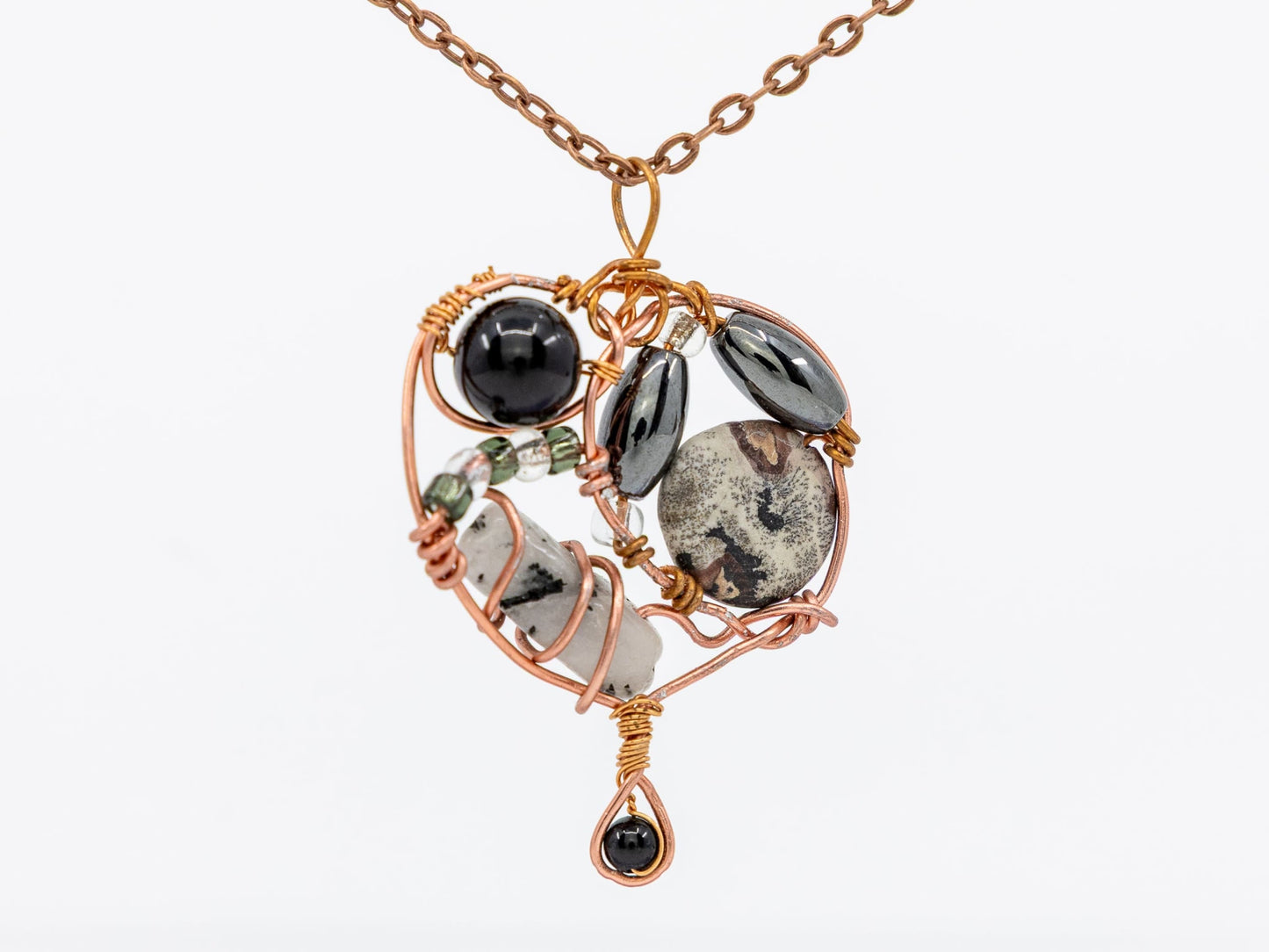 Boho Wire-Wrapped Abstract Stone Cluster Necklace by Chris J