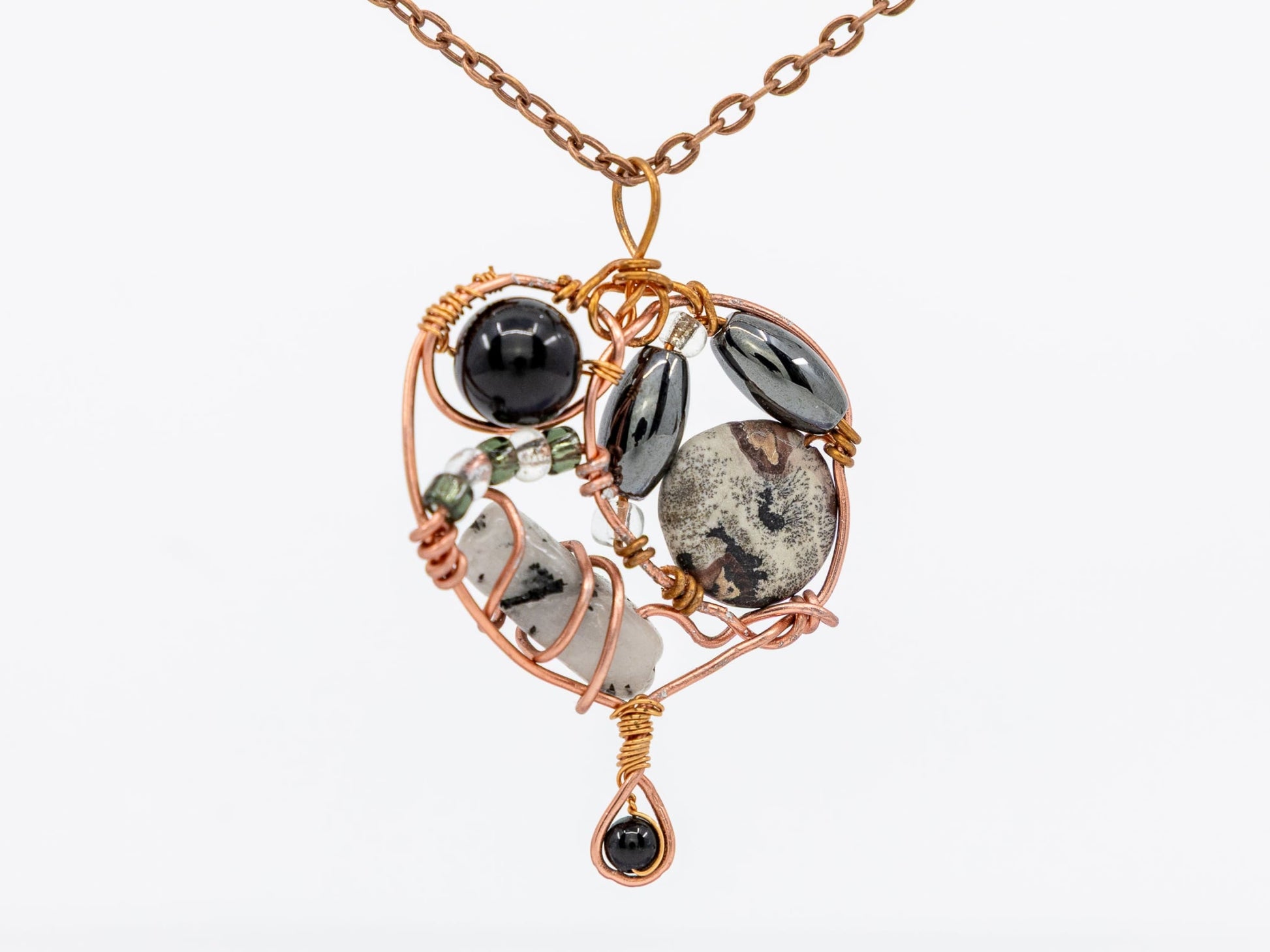 Boho Wire-Wrapped Abstract Stone Cluster Necklace by Chris J