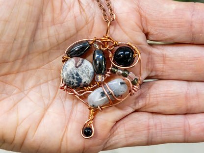 Boho Wire-Wrapped Abstract Stone Cluster Necklace by Chris J