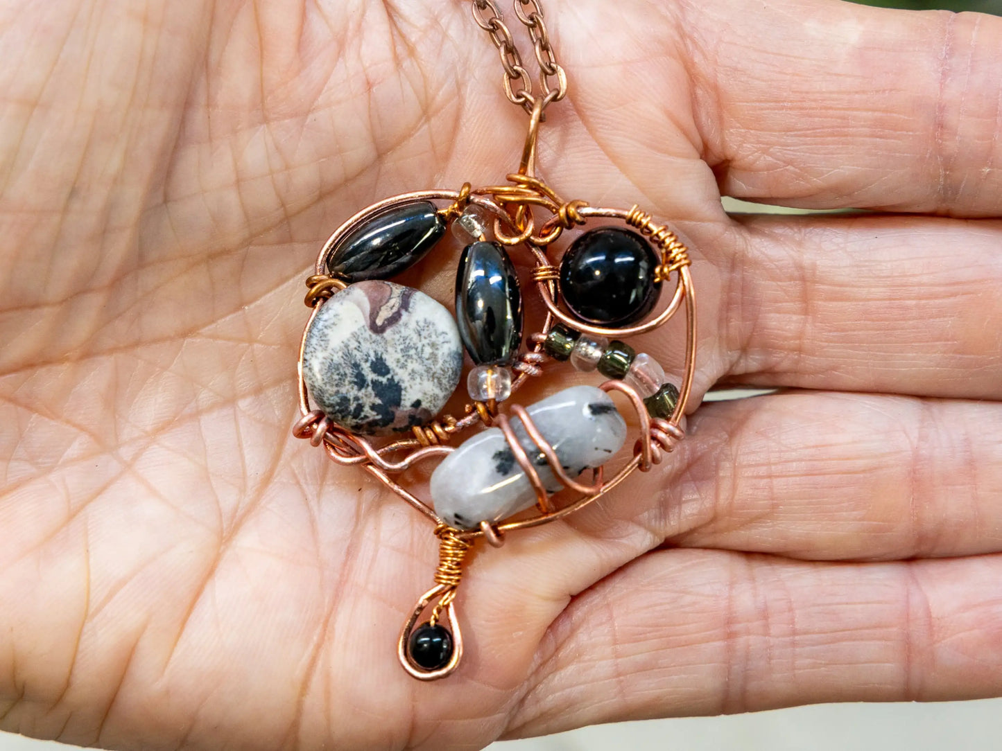 Boho Wire-Wrapped Abstract Stone Cluster Necklace by Chris J