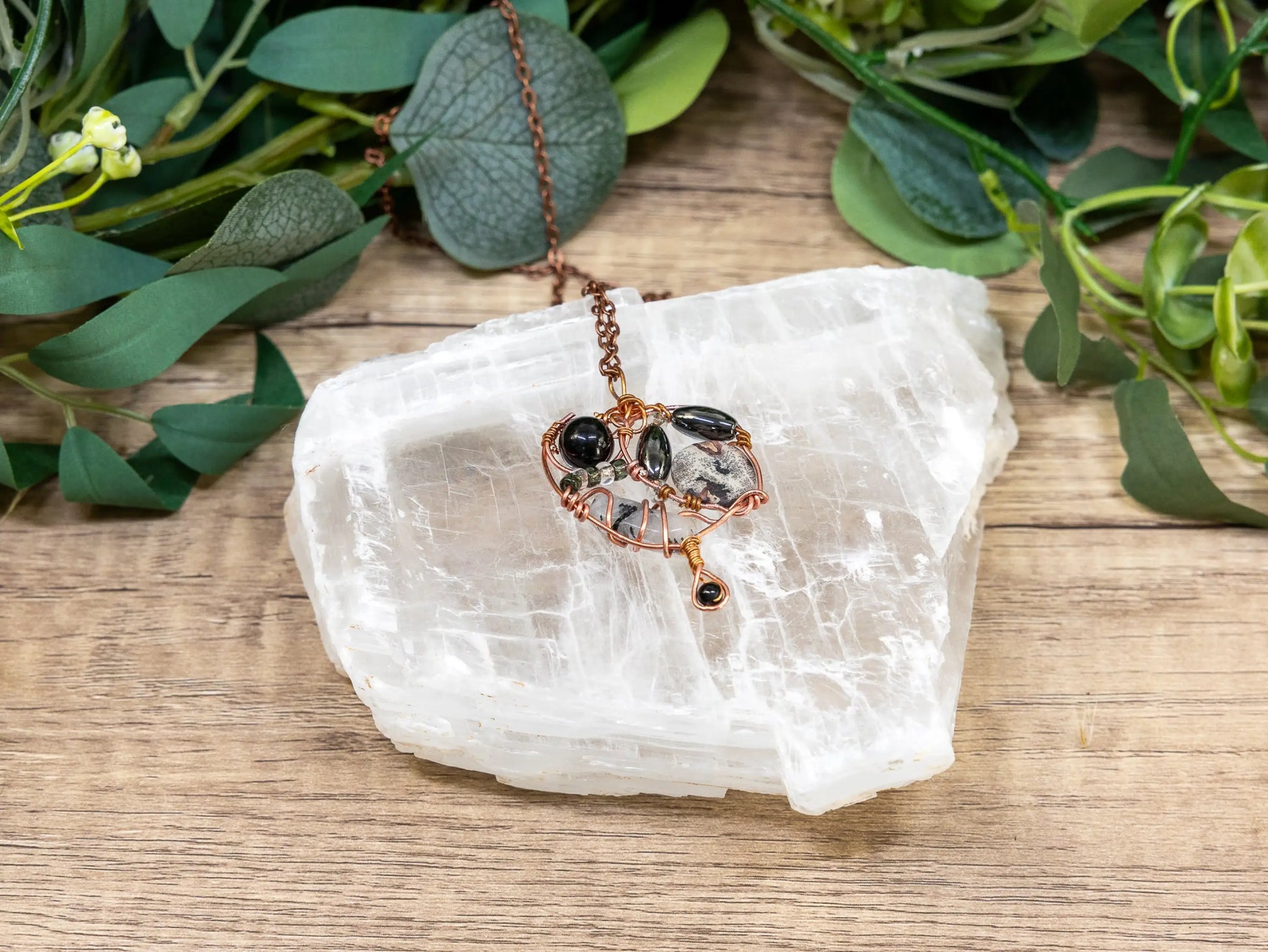 Boho Wire-Wrapped Abstract Stone Cluster Necklace by Chris J