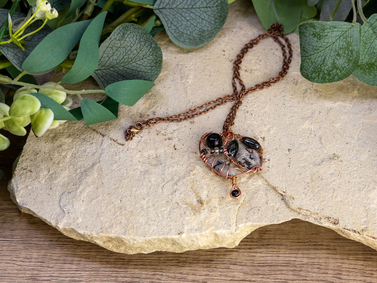 Boho Wire-Wrapped Abstract Stone Cluster Necklace by Chris J