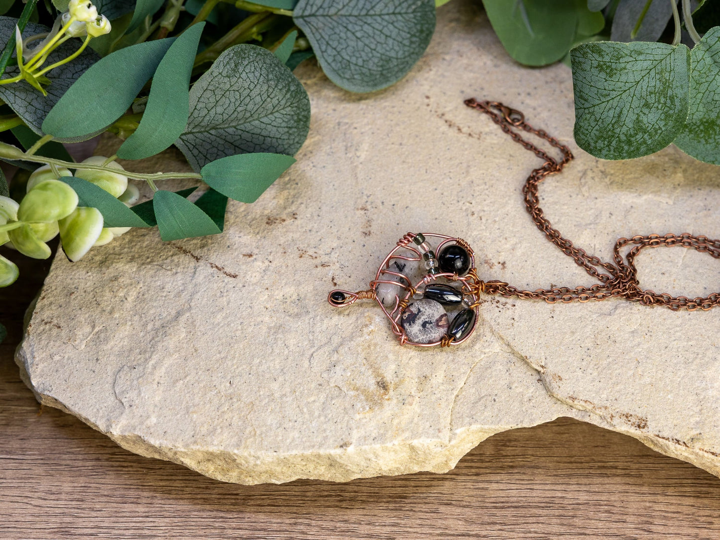 Boho Wire-Wrapped Abstract Stone Cluster Necklace by Chris J