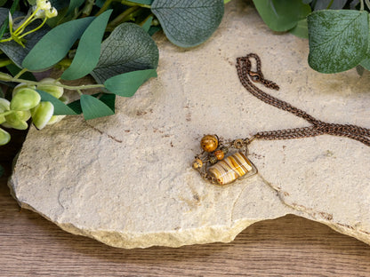 Boho Wire-Wrapped Earthy Swirl Necklace