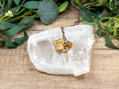 Boho Wire-Wrapped Earthy Swirl Necklace