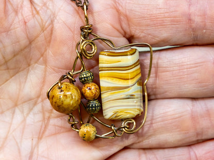 Boho Wire-Wrapped Earthy Swirl Necklace
