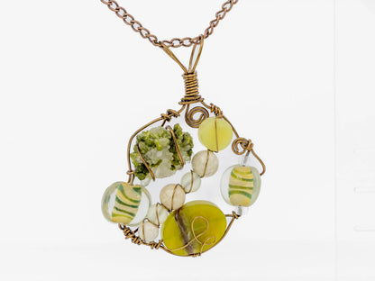 Boho Wire-Wrapped Green Crystal Garden Necklace by Chris J