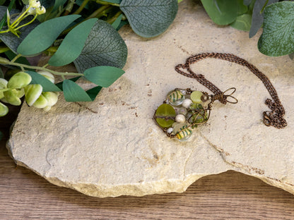 Boho Wire-Wrapped Green Crystal Garden Necklace by Chris J
