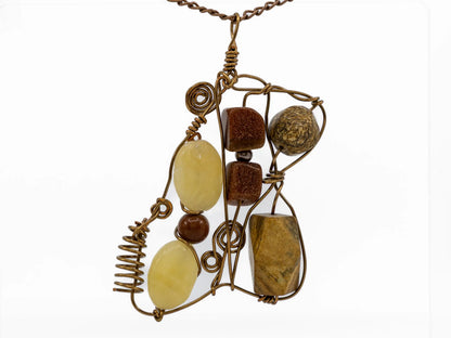 Boho Wire-Wrapped Polished Stone Arrangement Necklace by Chris J