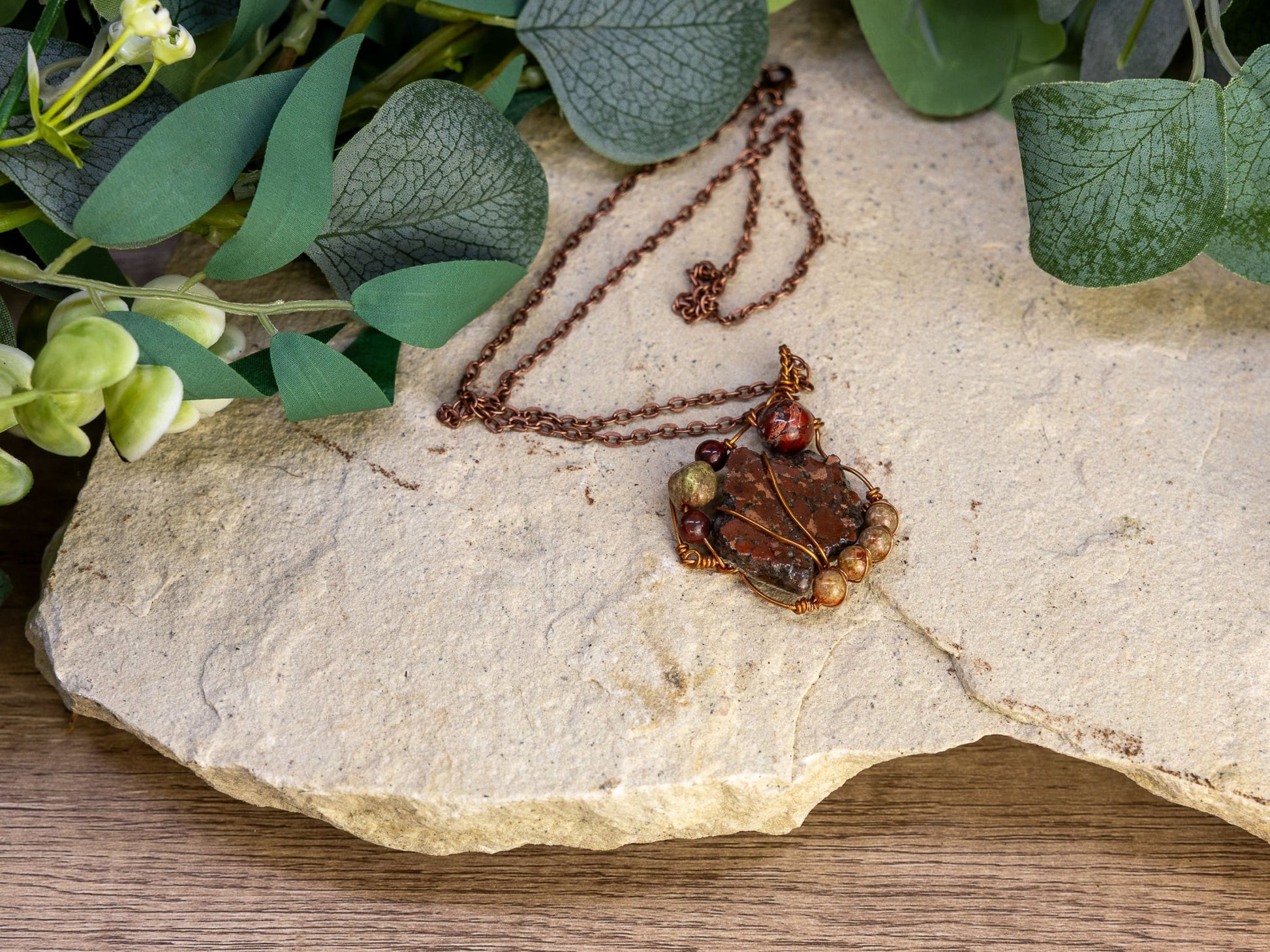 Boho Wire-Wrapped Rough Stone Centerpiece Necklace by Chris J
