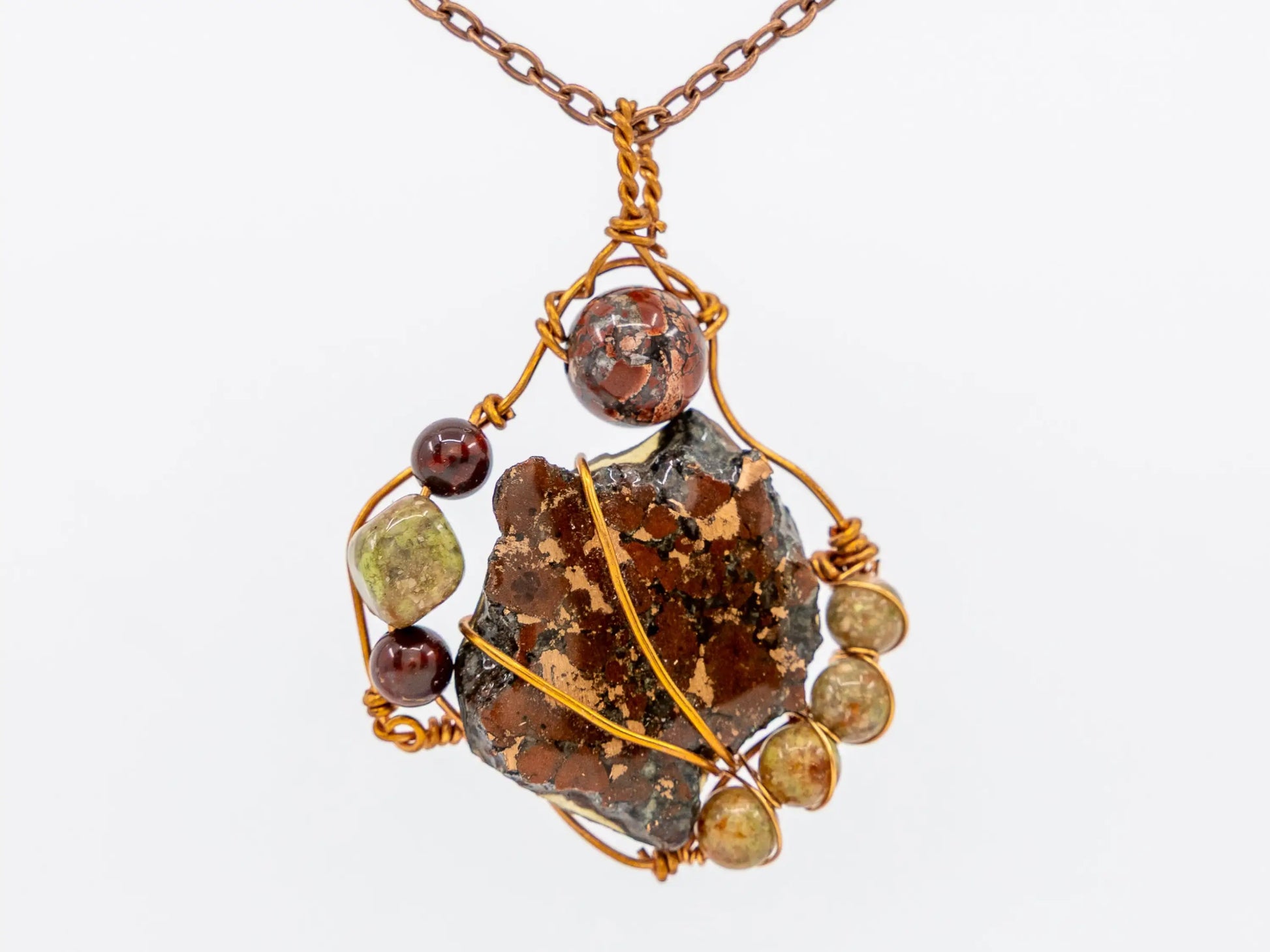 Boho Wire-Wrapped Rough Stone Centerpiece Necklace by Chris J