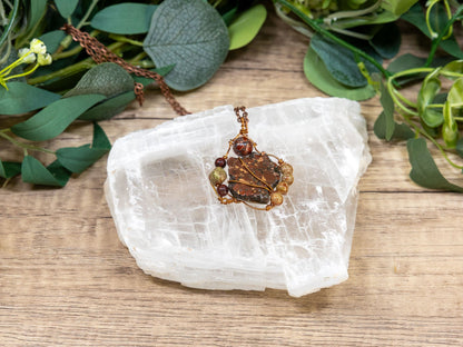 Boho Wire-Wrapped Rough Stone Centerpiece Necklace by Chris J