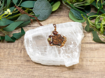 Boho Wire-Wrapped Rough Stone Centerpiece Necklace by Chris J