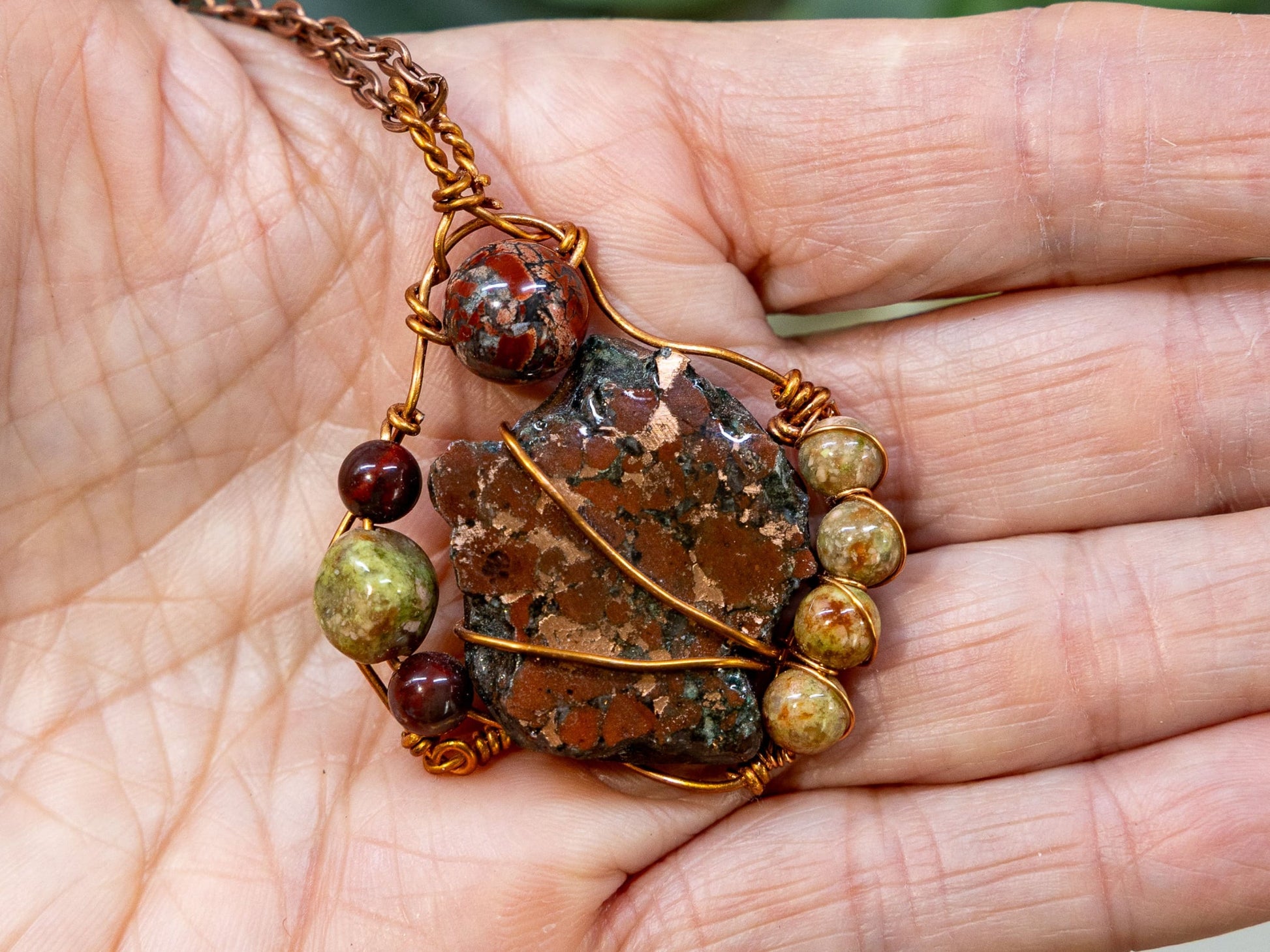 Boho Wire-Wrapped Rough Stone Centerpiece Necklace by Chris J