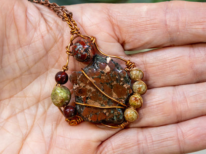 Boho Wire-Wrapped Rough Stone Centerpiece Necklace by Chris J