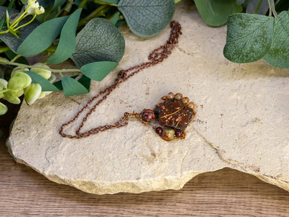 Boho Wire-Wrapped Rough Stone Centerpiece Necklace by Chris J