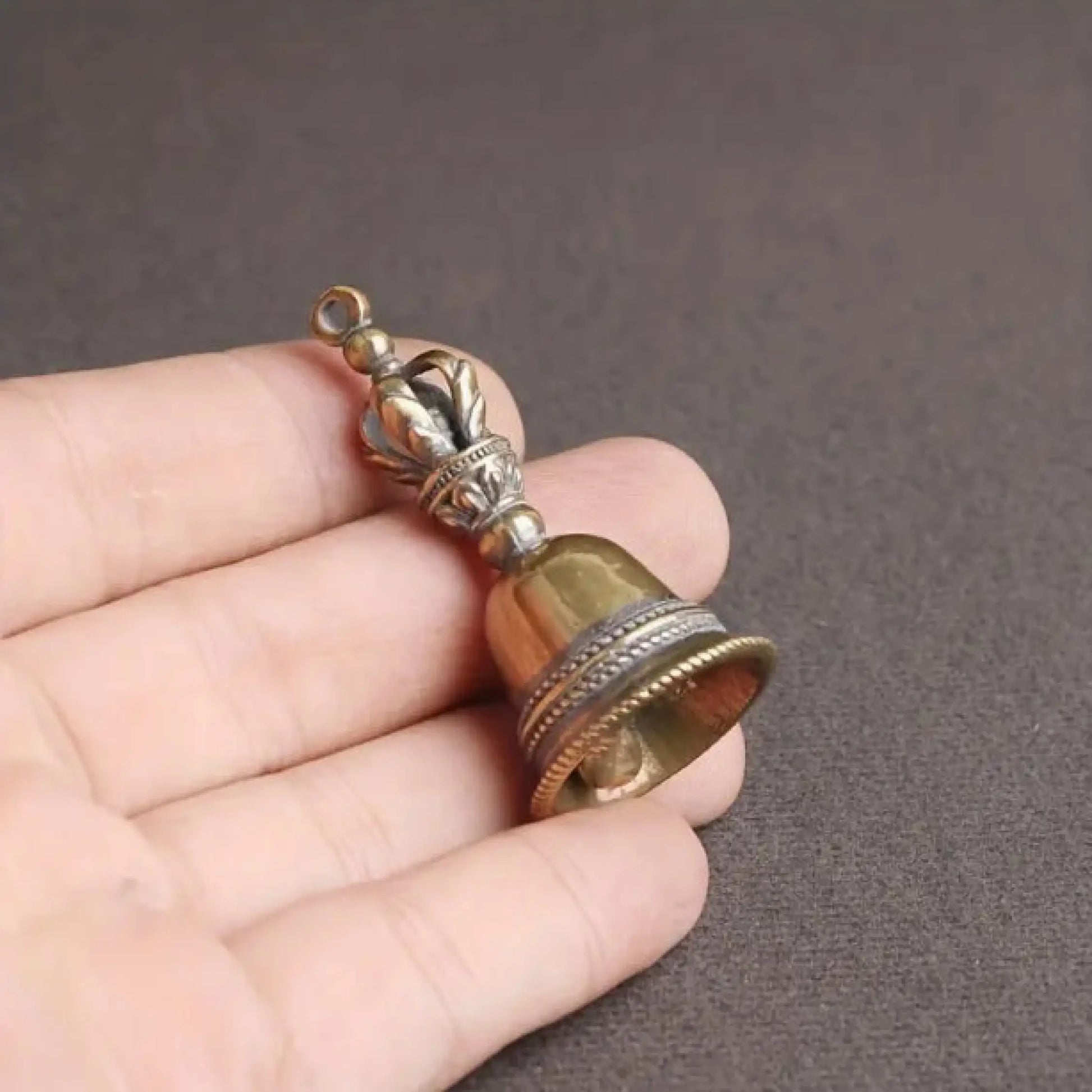 Brass Retro Small Bell-Morganite Gems