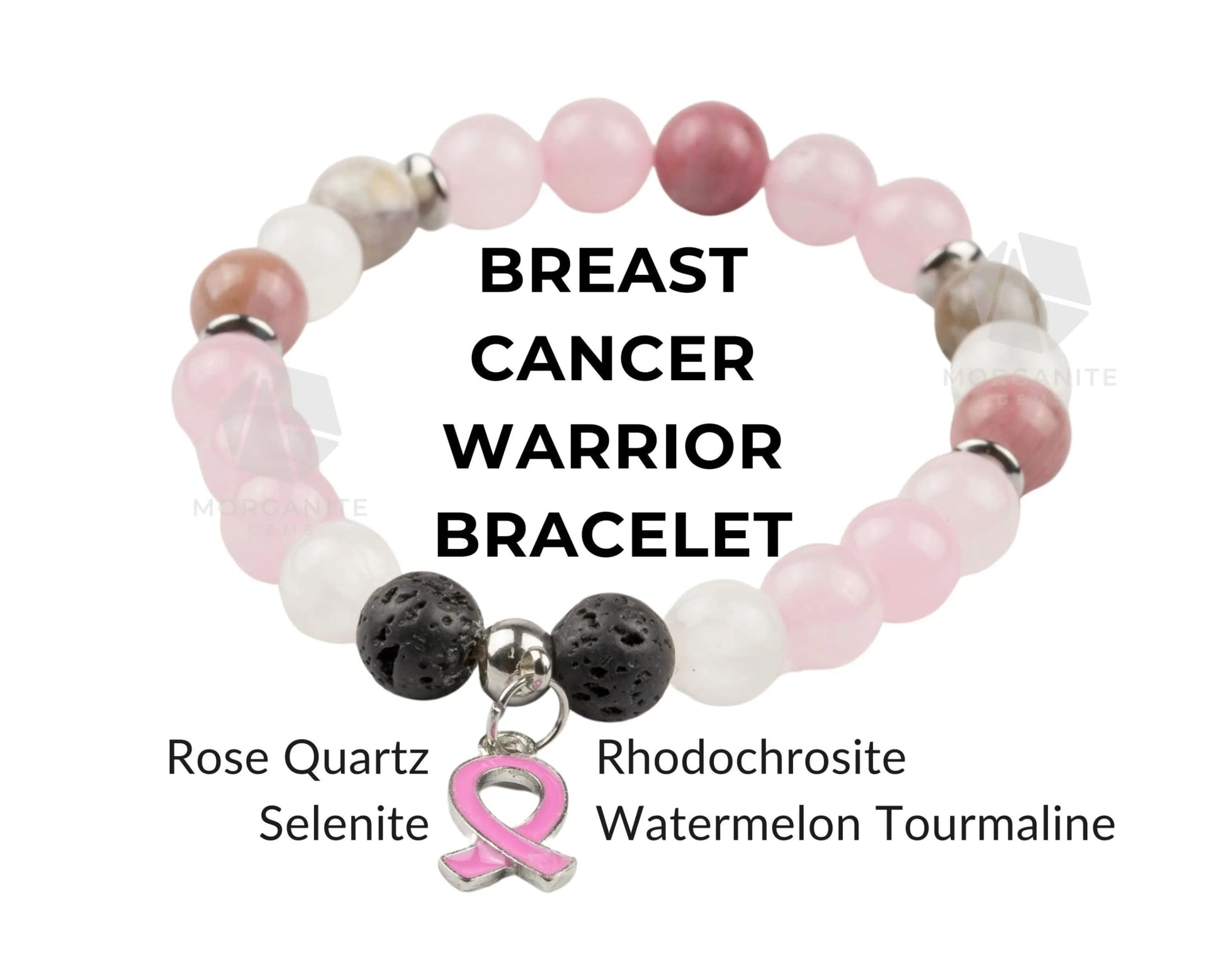 Breast Cancer Bracelet-Morganite Gems