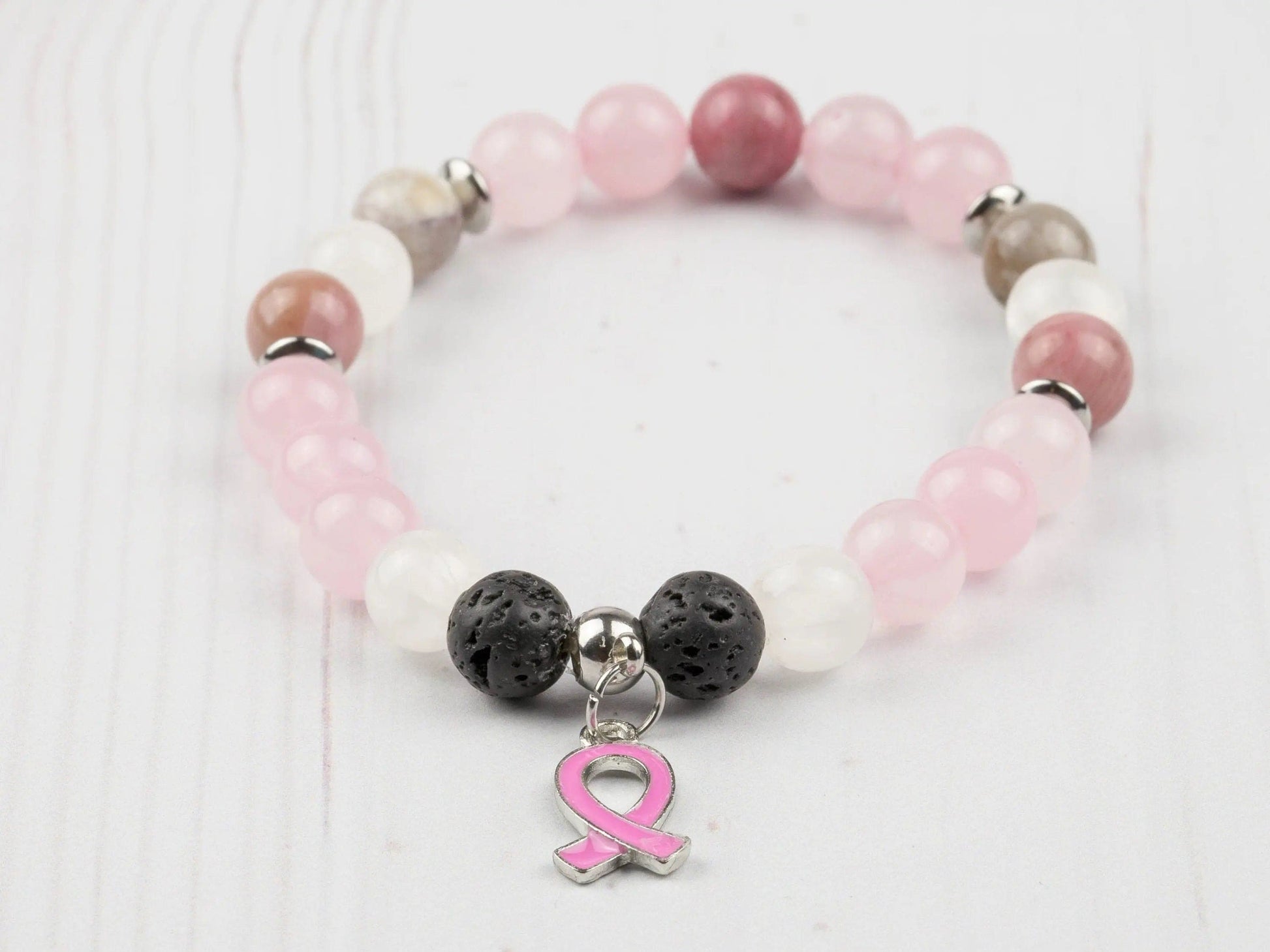 Breast Cancer Bracelet-Morganite Gems