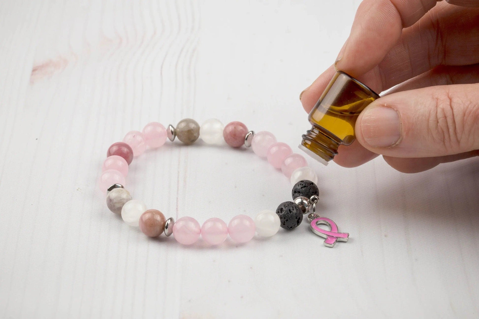 Breast Cancer Bracelet-Morganite Gems