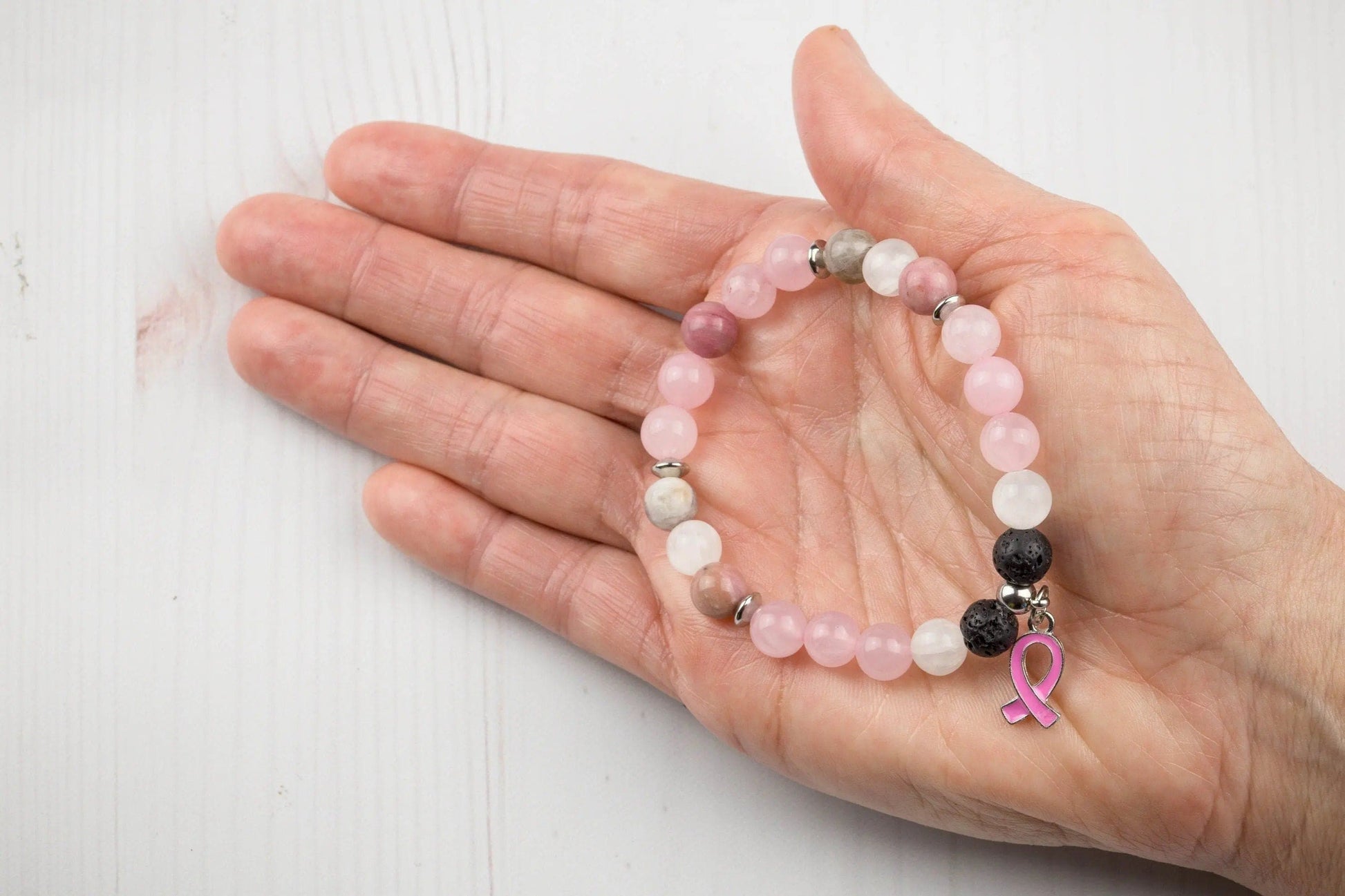 Breast Cancer Bracelet-Morganite Gems