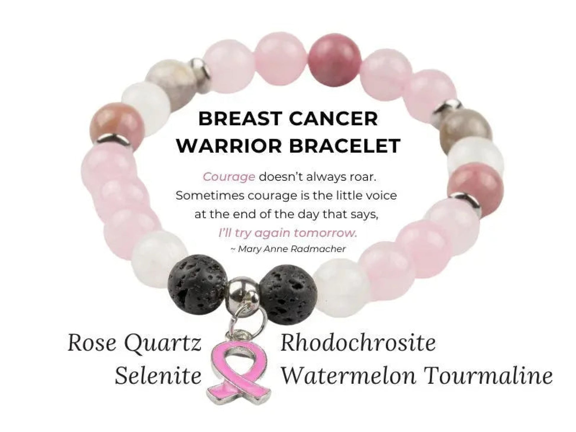 Breast Cancer Bracelet-Morganite Gems