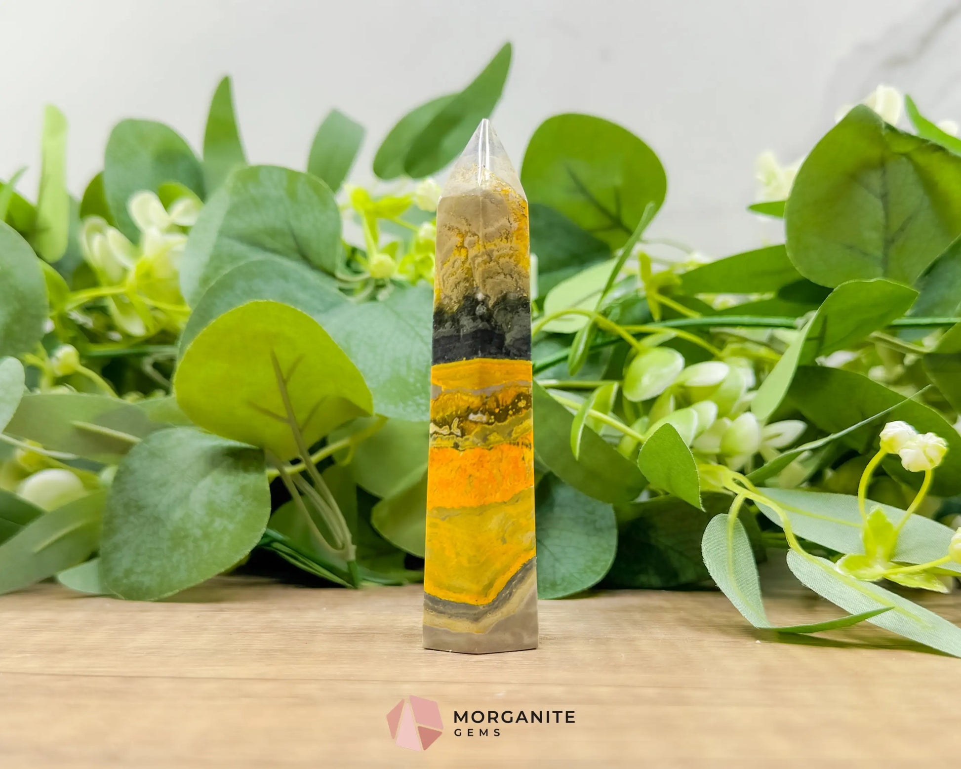 Bumble Bee Jasper Tower – 4’’ Polished Point for Confidence Energy & Creativity - Metaphysical Crystals