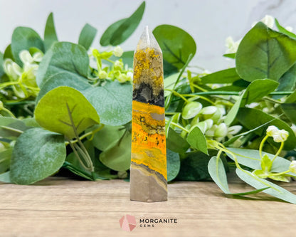 Bumble Bee Jasper Tower – 4’’ Polished Point for Confidence Energy & Creativity - Metaphysical Crystals
