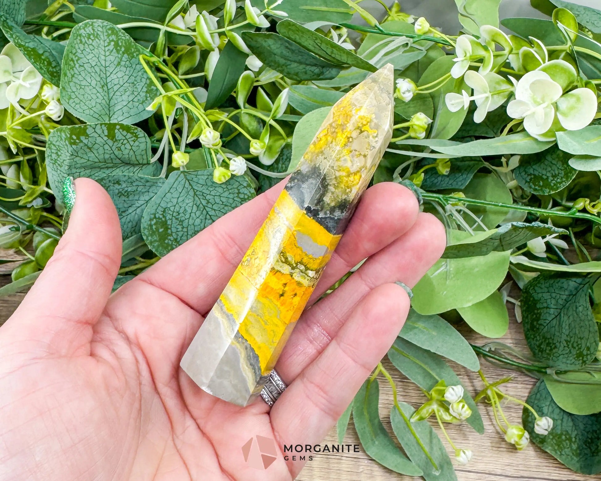 Bumble Bee Jasper Tower – 4’’ Polished Point for Confidence Energy & Creativity - Metaphysical Crystals