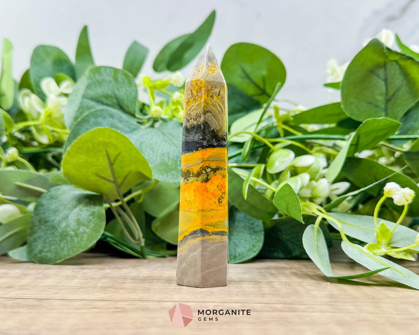Bumble Bee Jasper Tower – 4’’ Polished Point for Confidence Energy & Creativity - Metaphysical Crystals