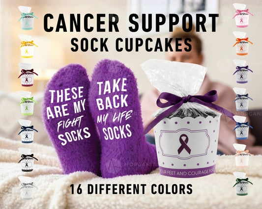 Cancer Support Sock Cupcakes – Awareness Socks in Gift-Ready Cupcake