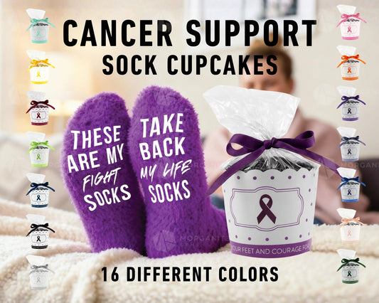 Cancer Support Sock Cupcakes – Awareness Socks in Gift-Ready Cupcake
