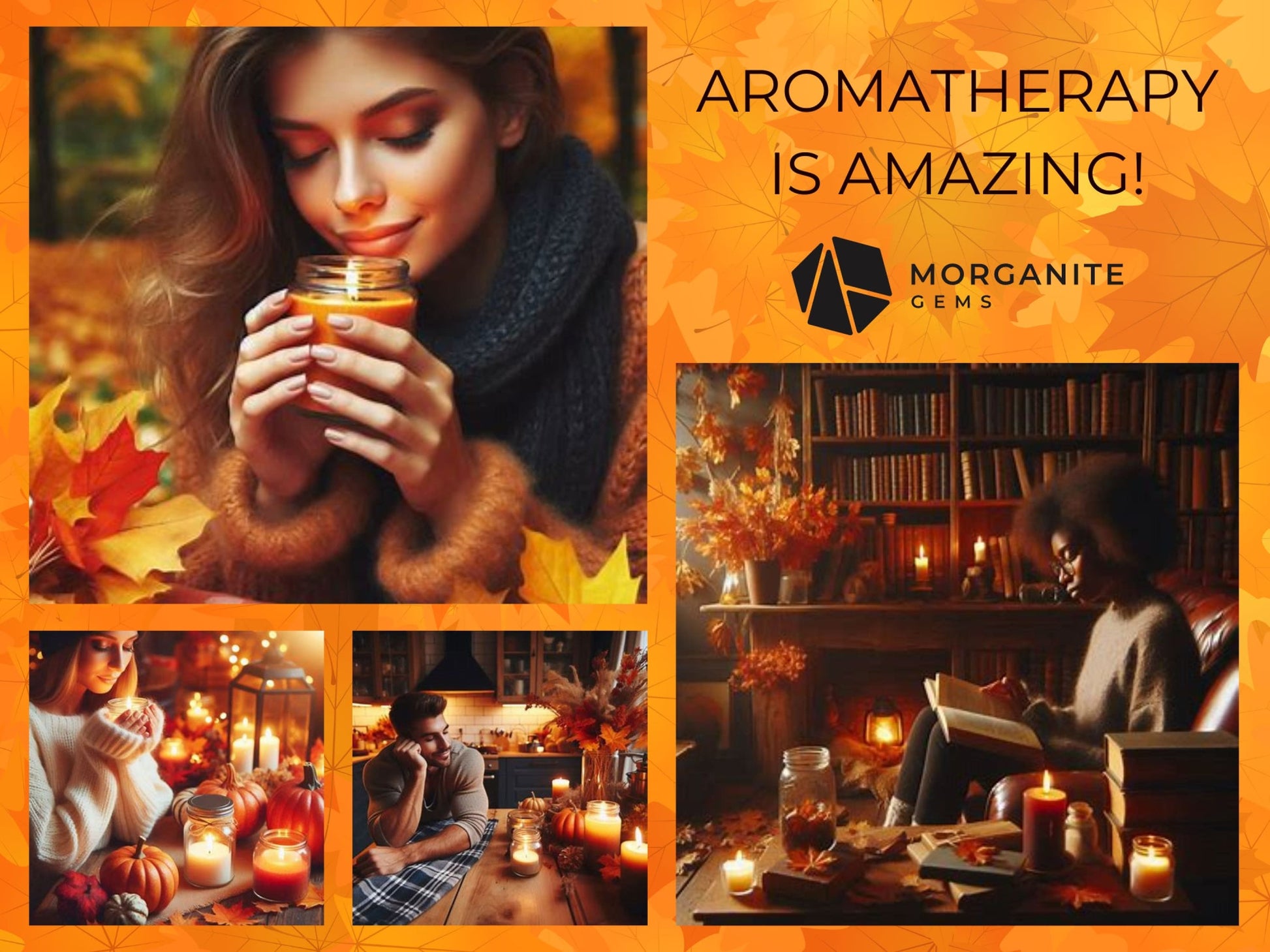 Candle Set for Autumn or Samhain-Morganite Gems