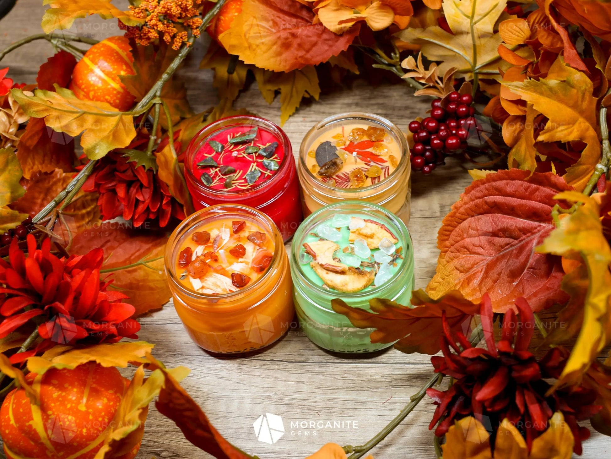 Candles for Autumn or Samhain-Morganite Gems