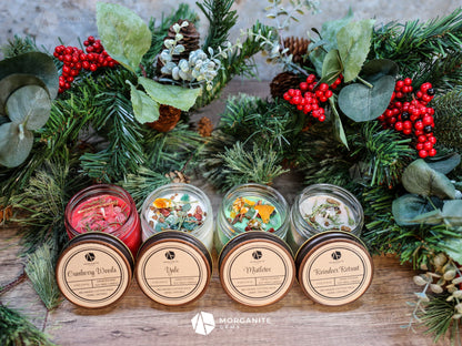 Candles for Christmas, Holidays, Yule-Morganite Gems