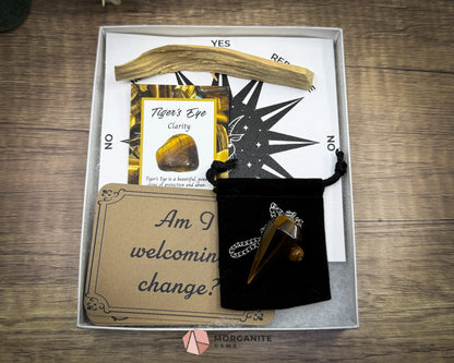 Capricorn Pendulum Set – Astrology Divination Kit with Crystal Pendulum Zodiac Mat Palo Santo & Instruction Guide