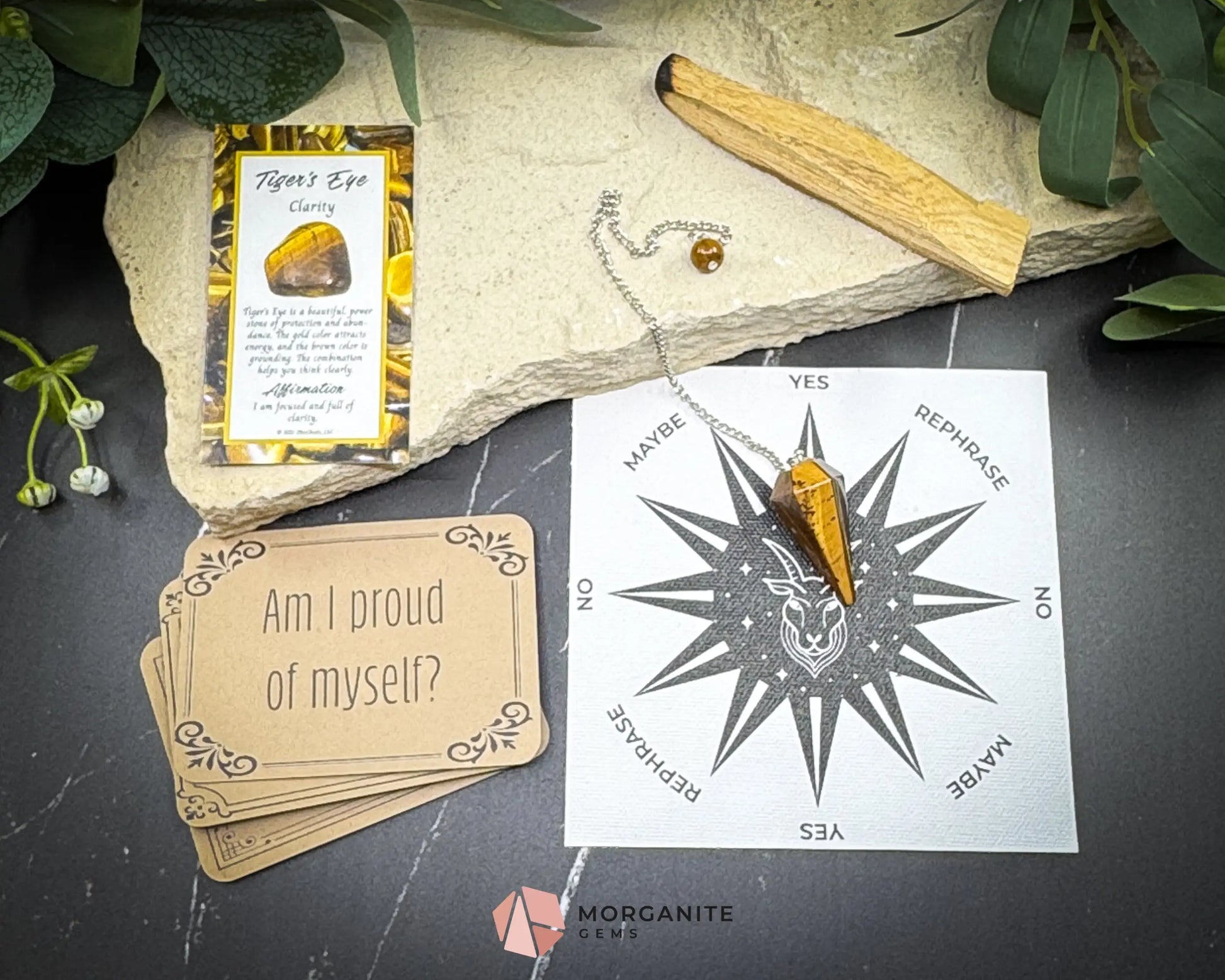 Capricorn Pendulum Set – Astrology Divination Kit with Crystal Pendulum Zodiac Mat Palo Santo & Instruction Guide