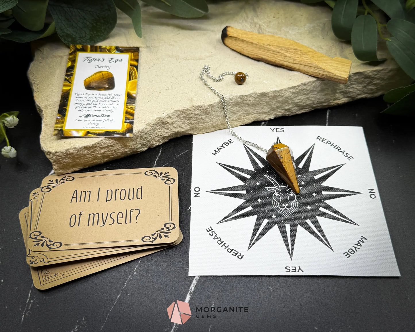 Capricorn Pendulum Set – Astrology Divination Kit with Crystal Pendulum Zodiac Mat Palo Santo & Instruction Guide