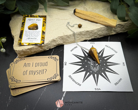 Capricorn Pendulum Set – Astrology Divination Kit with Crystal Pendulum Zodiac Mat Palo Santo & Instruction Guide